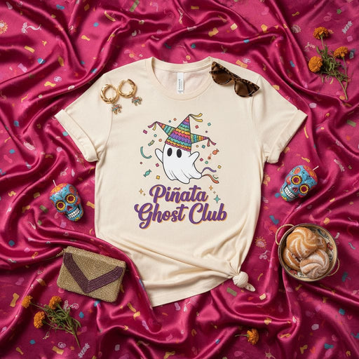 Piñata Ghost Club Shirt, Funny Halloween Ghost T-Shirt with Piñata Party Hat, Spooky Cute Kids and Adults Tee, Cinco de Mayo Festive Apparel, Unisex Graphic Gift Top Mexicada