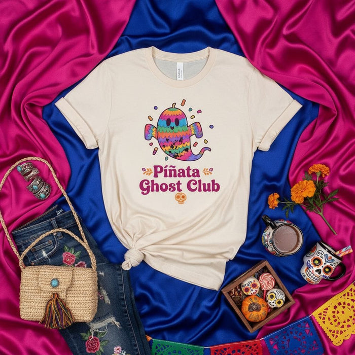 Piñata Ghost Club Shirt, Halloween Spooky Cute Ghost Tee, Fiesta Piñata Costume Top, Funny Mexican Skull Sugar Day of the Dead Fall Graphic T-Shirt, Unisex Softstyle Fit for Women and Men Mexicada