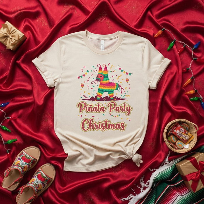 Pinata Party Christmas T-Shirt, Fiesta Holiday Tee, Funny Mexican Themed Christmas Shirt, Xmas Party Outfit, Colorful Pinata Design Unisex Gift Mexicada