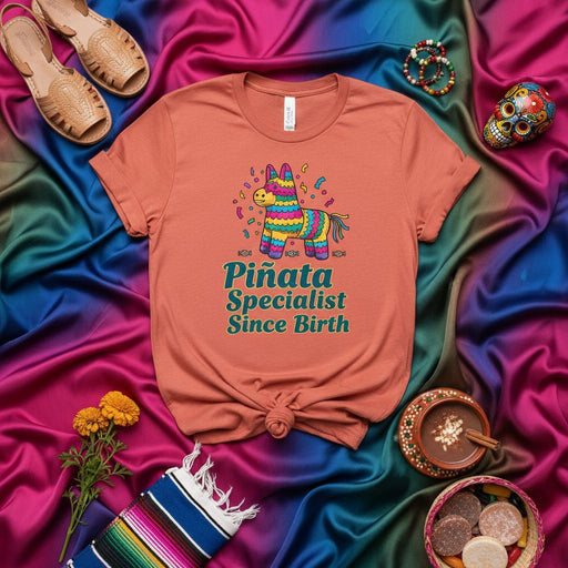 Piñata Specialist Since Birth T-Shirt, Funny Donkey Piñata Birthday Tee, Unisex Fiesta Party Shirt, Mexican Celebration Design Apparel Gift Mexicada