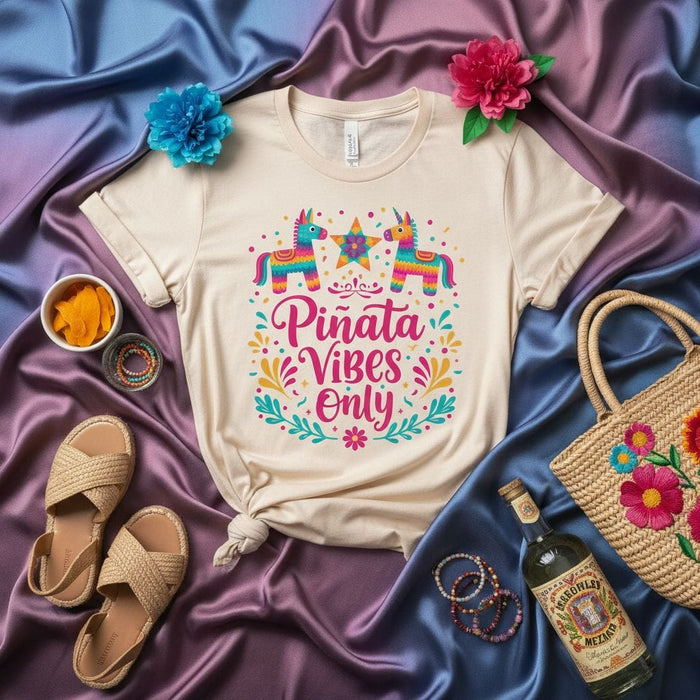 Piñata Vibes Only Shirt, Funny Fiesta Party Tee, Cinco de Mayo Sombrero Donkey T-Shirt, Mexican Festival Celebration Gift, Colorful Pinata Lover Top, Unisex Adult T-shirt Mexicada