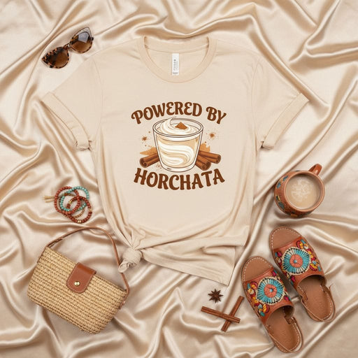 Powered By Horchata T-Shirt, Sweet Rice Milk Drink Tee, Comfort Colors Horchata Lover Shirt, Cinnamon Sugar Beverage Apparel, Unisex Latino Foodie Gift Idea, Mexican Dessert Drink Shirt, Cute Graphic T-Shirt for Men and Women Mexicada