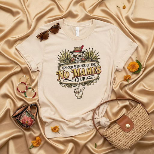 Proud Member of the No Mames Club T-Shirt, Funny Skull Sombrero Agave Mexican Slang Tee, Unisex Graphic Shirt, Day of the Dead Dia de Muertos Gift Mexicada