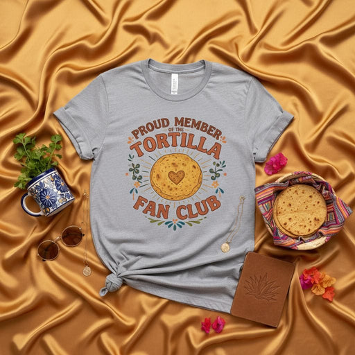 Proud Member of the Tortilla Fan Club Shirt, Funny Foodie Tee, Mexican Food Lover Gift, Retro Sun Graphic, Unisex T-Shirt, Cinco de Mayo Apparel, Taco Tuesday Outfit, Comfort Colors Style, Cute Aesthetic Mexicada
