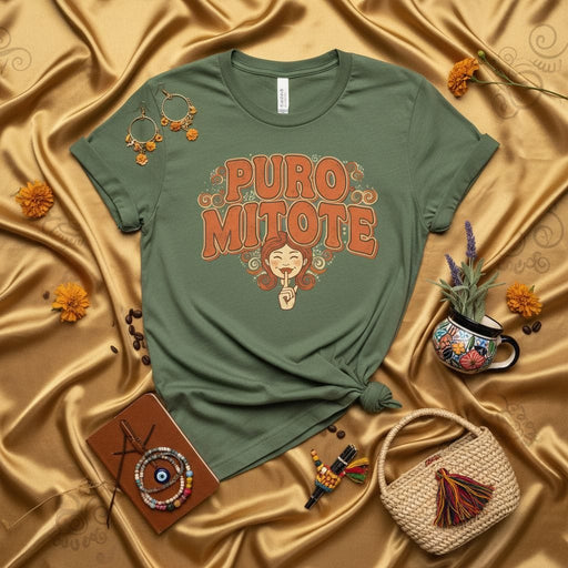 Puro Mitote T-Shirt, Chismosa T-Shirt, Retro Groovy Latina Shirt, Funny Chisme Shirt, Mexican American Clothing, Spanish Slang T-Shirt, Mujer Latina Gift Idea, Vintage Style Hispanic Heritage Tee for Women and Men Mexicada