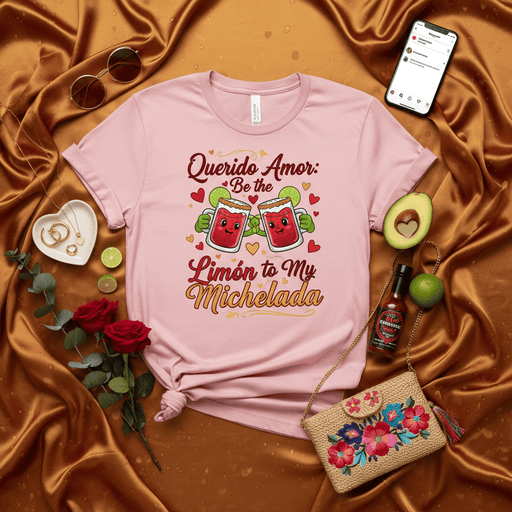 Querido Amor: Be the Limón to My Michelada T-Shirt, Funny Valentine's Day Shirt, Spanish English Love Pun Tee, Couple Matching Graphic Shirt, Pink Unisex Gift for Her Him Mexicada