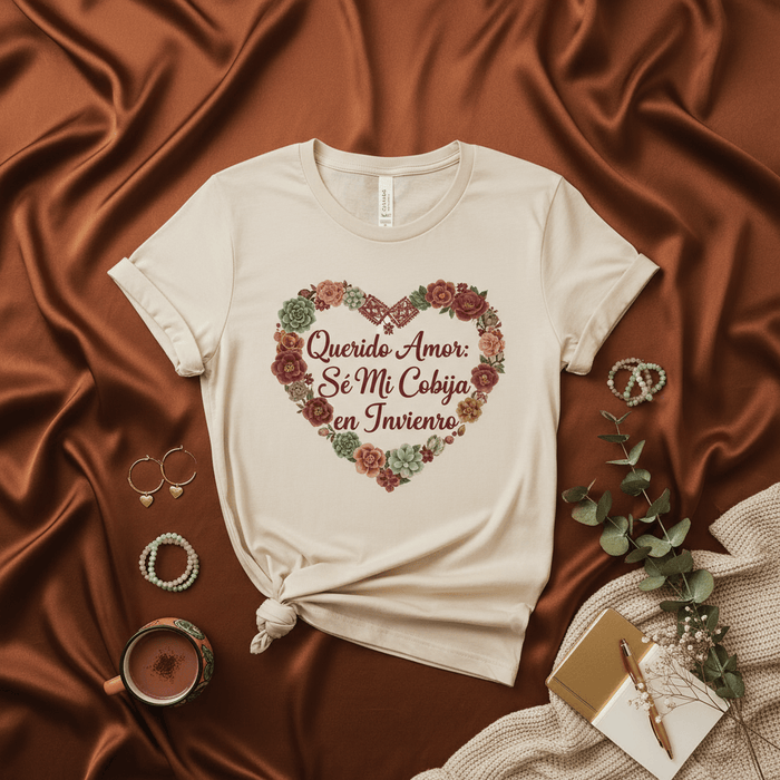 Querido Amor Sé Mi Cobija En Invierno T-Shirt, Camiseta Unisex con Corazón de Suculentas, Regalo Romántico de San Valentín, Camisa de Amor Propio, Regalo para Novio Novia Esposo Esposa Mexicada