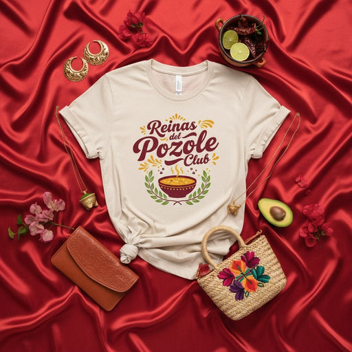 Reinas del Pozole Club T-Shirt for Women Men, Funny Mexican Food Graphic Tee, Latinx Heritage Shirt, Día de Muertos Family Gift, Hispanic Culture Clothing Mexicada
