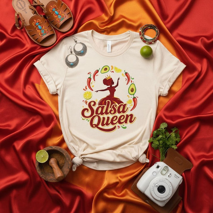 Salsa Queen Shirt Funny Mexican Food Tee Chili Pepper Avocado Lemon Lime Graphic T-Shirt Hispanic Heritage Month Gift Mexicada