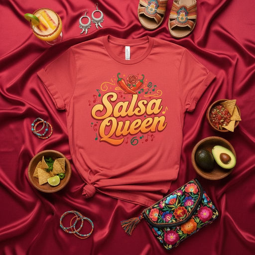 Salsa Queen T-Shirt Dancing Music Chili Pepper Mexican Fiesta Party Graphic Tee Cinco de Mayo Gift for Women Mexicada