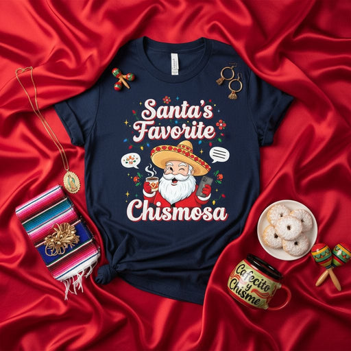 Santa's Favorite Chismosa Shirt, Funny Latina Christmas T-Shirt, Mexican Santa with Sombrero, Holiday Gift for Chismosas, Christmas Fiesta Tee, Cute Spanish Humor Xmas Top Mexicada
