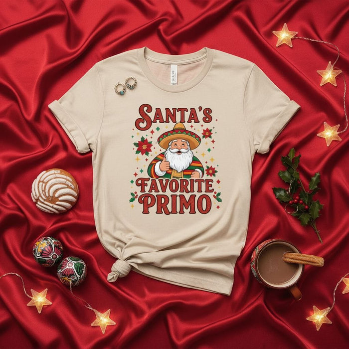 Santa's Favorite Primo Shirt, Mexican Fiesta Christmas T-Shirt, Funny Hispanic Santa Sombrero Tee, Navidad Holiday Family Matching Top, South Western Theme Gift Mexicada