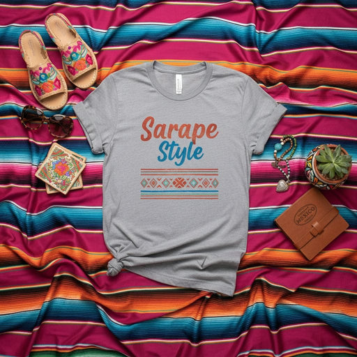 Sarape Style Mexican Serape Striped Design T-Shirt | Unisex Tee with Colorful Blanket Pattern | Fiesta, Cinco de Mayo, or Heritage Apparel for Men and Women Mexicada