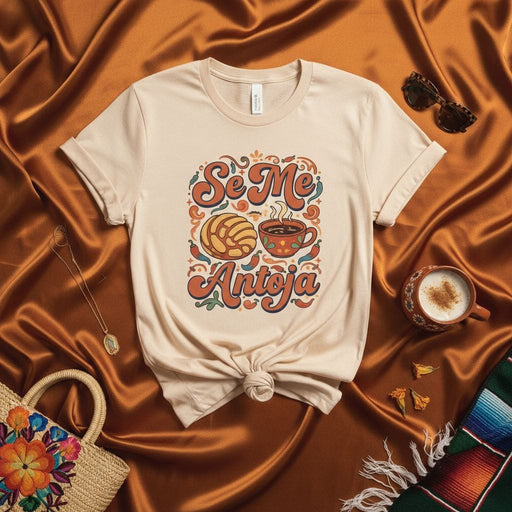 Se Me Antoja Pan Dulce Concha and Mexican Hot Chocolate Tee, Retro Hispanic Foodie T-Shirt, Cute Latinx Bakery Conchas Shirt Gift Idea Mexicada