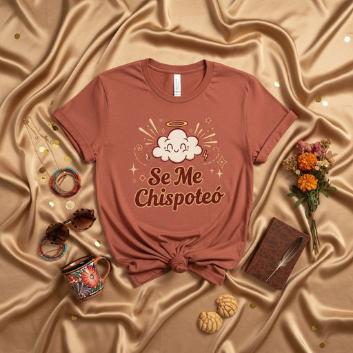 Se Me Chispoteó T-Shirt with Cute Angel Cloud, Funny Spanish Saying Tee, Mexican Culture Inspired Shirt, Unisex Graphic T-shirt Gift for Fans of Chespirito's Characters Mexicada