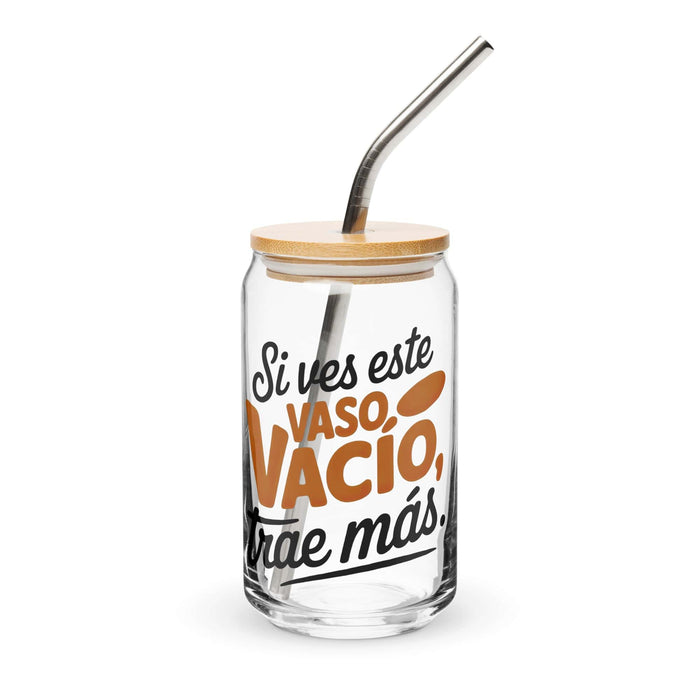 Si Ves Este Vaso Vacío, Trae Más Exclusive Art Piece Can-Shaped Glass Home Office Work Mexican Spanish Pride Gift Cup One-Of-A-Kind Calligraphy Glass | S48 Mexicada 16 oz With Lid & Straw