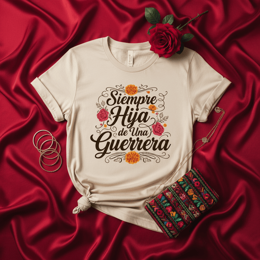 Siempre Hija de Una Guerrera T-Shirt Spanish Shirt for Mom Daughter Warrior Latina Hispanic Gift Floral Graphic Tee Mexicada