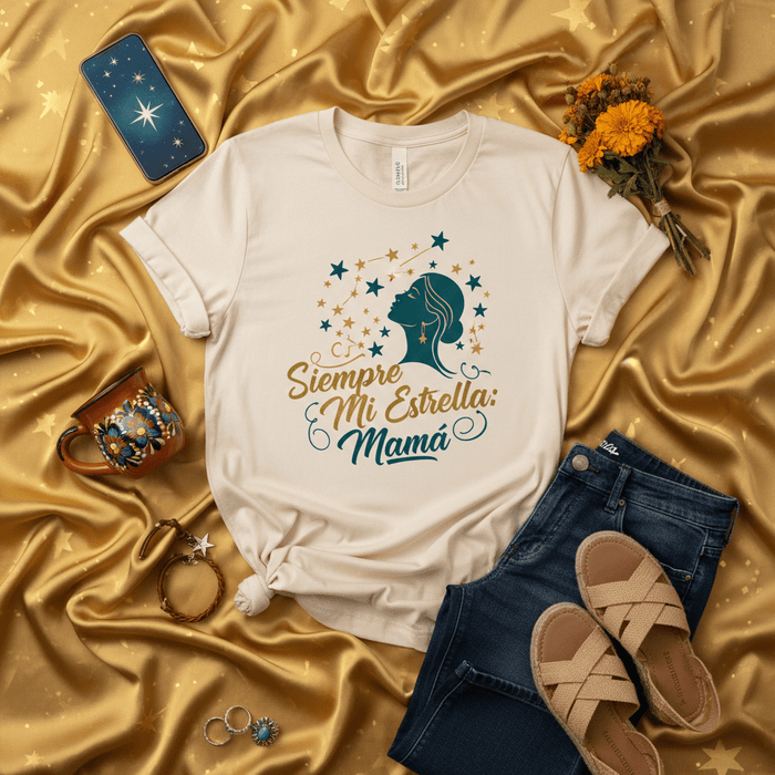 Siempre Mi Estrella Mamá T-Shirt: Spanish Mother's Day Gift Tee, Celestial Star Constellation Design, Latina Mom Shirt, Siempre Mi Estrella: Mamá, Unisex Adult Clothing for Hispanic Mothers Mexicada