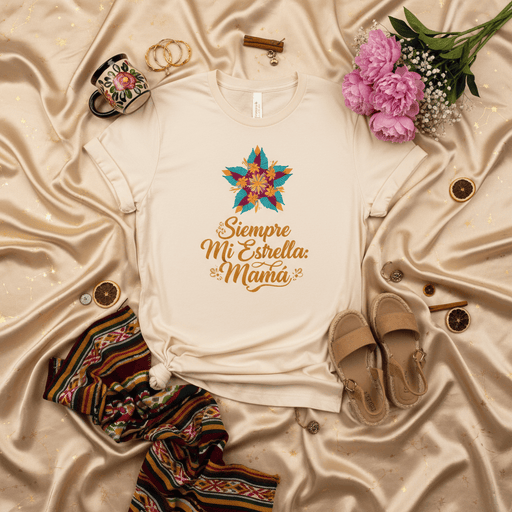 Siempre Mi Estrella Mamá T-Shirt | Spanish Mother's Day Gift Tee | Floral Star Graphic Print | Birthday Present for Latina Mom | Casual Unisex Shirt Mexicada