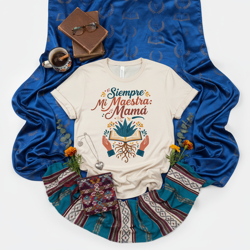 Siempre Mi Maestra Mamá T-Shirt, Spanish Teacher Mom Gift, Mother's Day Tee, Día de la Madre, Roots Book Hands Graphic Unisex Shirt, Latinx Latina Culture Apparel, Education Appreciation T-Shirt, Teacher Life Outfit Mexicada