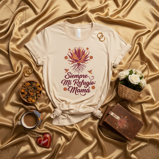 Siempre Mi Refugio: Mamá Agave Shirt, Mother's Day Gift, Spanish Saying Tee, Cultural Roots, Floral Fiesta, Hummingbird Design, Women's Relaxed Fit T-Shirt, Gift for Mom, Birthday Present, Día de las Madres Mexicada
