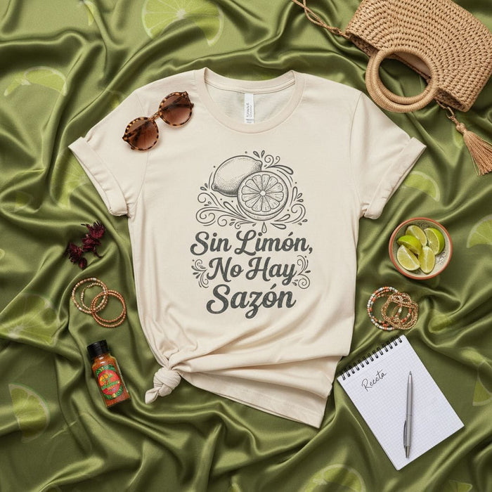 Sin Limón No Hay Sazón T-Shirt, Spanish Quote Tee, Unisex Citrus Lemon Lime Design Shirt, Mexican Food Lover Gift, Funny Cooking Saying Apparel Mexicada