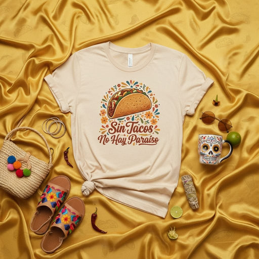 Sin Tacos No Hay Paraíso Mexican Food Lover Taco T-Shirt Funny Spanish Quote Tee Cinco de Mayo Fiesta Shirt for Women Mexicada