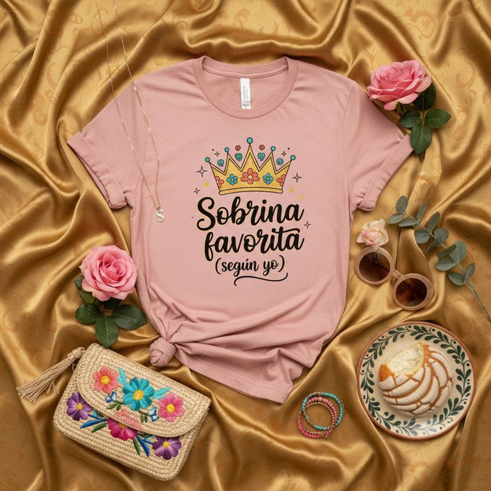 Sobrinas Favoritas Según Yo Shirt, Funny Niece Gift, Spanish T-Shirt, Corona Floral, Regalo para Sobrina, Cute Niece Tee, Favorite Niece, Latina Shirt, Mexican Gift for Her, Funny Family Shirt, Birthday Gift Idea Mexicada