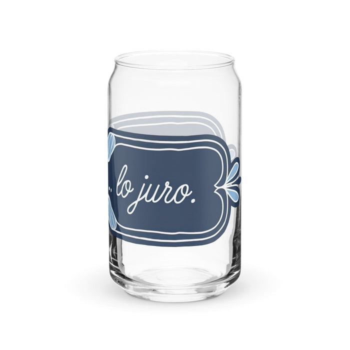 Solo Agua Lo Juro Exclusive Art Piece Can-Shaped Glass Home Office Work Mexican Spanish Pride Gift Cup One-Of-A-Kind Calligraphy Glass | S18 Mexicada