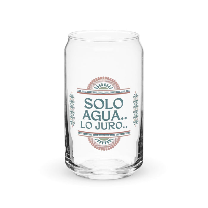 Solo Agua Lo Juro Exclusive Art Piece Can-Shaped Glass Home Office Work Mexican Spanish Pride Gift Cup One-Of-A-Kind Calligraphy Glass | S22 Mexicada 16 oz (No Lid No Straw)