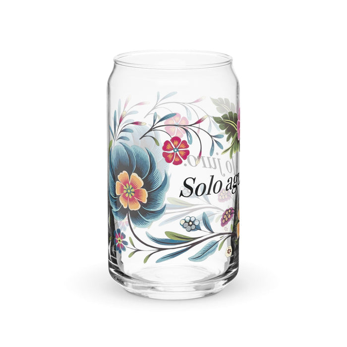 Solo Agua Lo Juro Exclusive Art Piece Can-Shaped Glass Home Office Work Mexican Spanish Pride Gift Cup One-Of-A-Kind Calligraphy Glass | S33 Mexicada