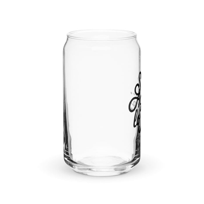 Solo Agua Lo Juro Exclusive Art Piece Can-Shaped Glass Home Office Work Mexican Spanish Pride Gift Cup One-Of-A-Kind Calligraphy Glass | S9 Mexicada