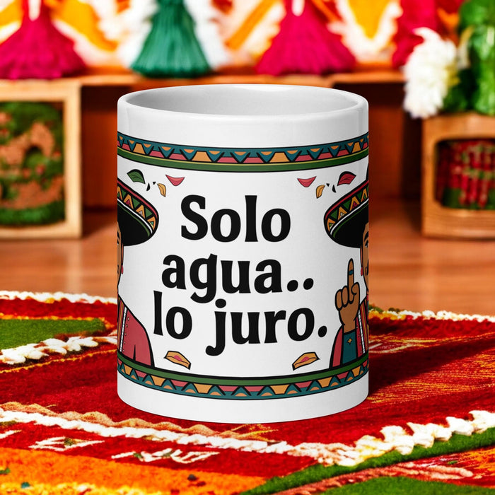 Solo Agua Lo Juro Exclusive Name Art Piece Home Office Work Coffee Mug Mexican Spanish Pride Gift Cup One-Of-A-Kind Calligraphy White Glossy Mug | S32 Mexicada 20 oz