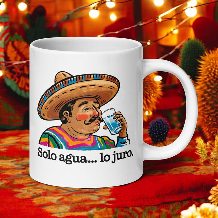 Solo Agua Lo Juro Exclusive Name Art Piece Home Office Work Coffee Mug Mexican Spanish Pride Gift Cup One-Of-A-Kind Calligraphy White Glossy Mug | S34 Mexicada 20 oz