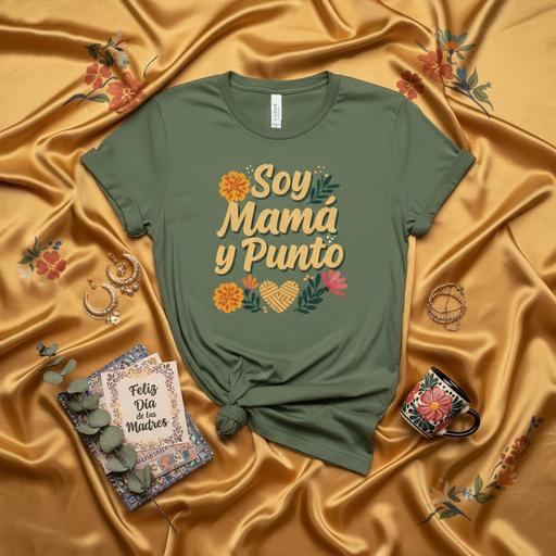 Soy Mamá y Punto T-Shirt | Funny Latina Mom Life Shirt | Spanish Mother's Day Gift for Mama, Madre | Cute Floral Graphic Tee for Her Birthday, Baby Shower Mexicada