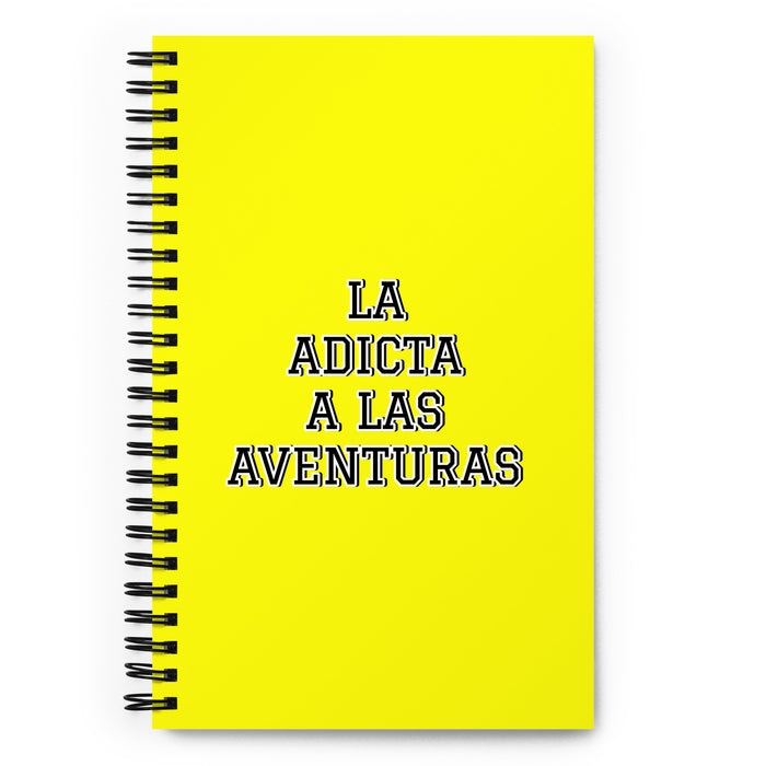 La Adicta A Las Aventuras The Adventure Addict | Yellow Spiral Notebook, 140 Dotted Sheets | Funny Gift Idea Home Office Work | Mexican Spanish Pride Gift