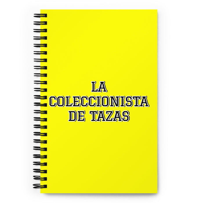 La Coleccionista De Tazas The Mug Collector | Yellow Spiral Notebook, 140 Dotted Sheets | Funny Gift Idea Home Office Work | Mexican Spanish Pride Gift