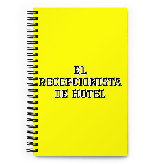 Le Réceptionniste de l'Hôtel | Cahier à spirale jaune, 140 feuilles pointillées | Idée cadeau amusante pour le travail à domicile et au bureau | Cadeau de fierté mexicaine espagnole