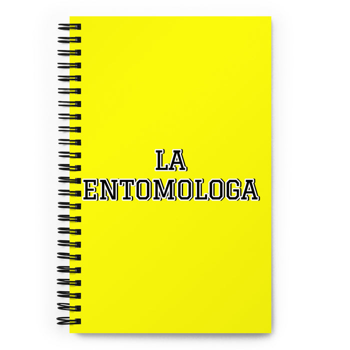 La Entomologa The Entomologist | Yellow Spiral Notebook, 140 Dotted Sheets | Funny Gift Idea Home Office Work | Mexican Spanish Pride Gift