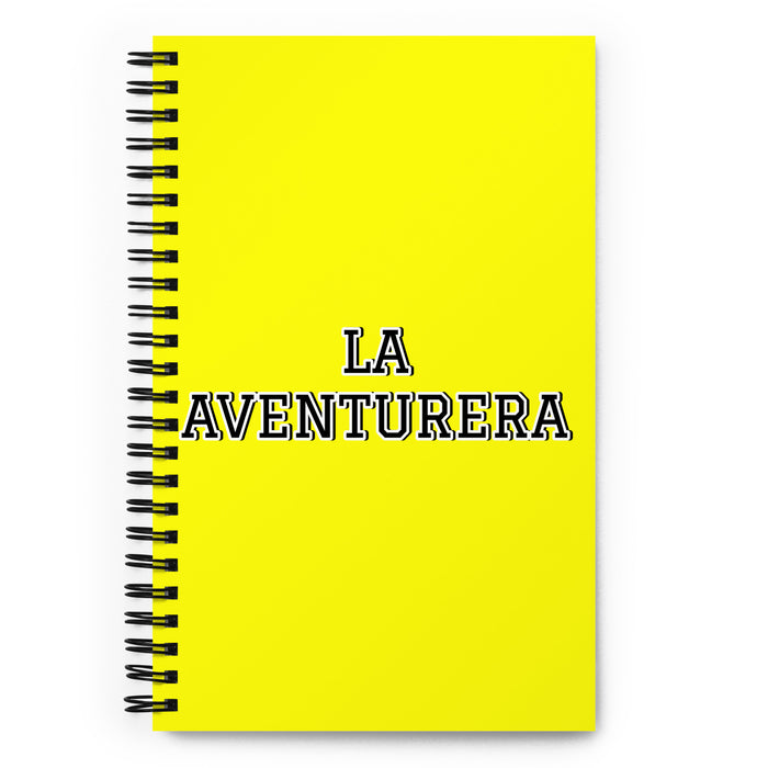 La Aventurera The Adventurer | Yellow Spiral Notebook, 140 Dotted Sheets | Funny Gift Idea Home Office Work | Mexican Spanish Pride Gift