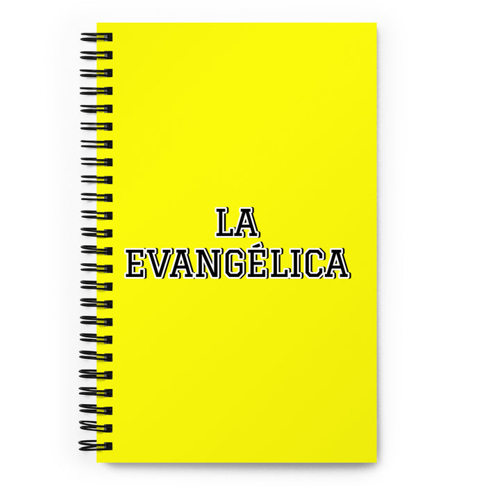 La Evangélica The Evangelical | Yellow Spiral Notebook, 140 Dotted Sheets | Funny Gift Idea Home Office Work | Mexican Spanish Pride Gift