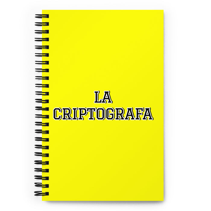 La Criptografa The Cryptographer | Yellow Spiral Notebook, 140 Dotted Sheets | Funny Gift Idea Home Office Work | Mexican Spanish Pride Gift