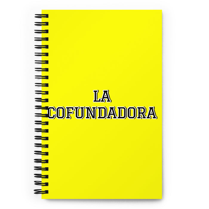 La Cofundadora The Co-Founder | Yellow Spiral Notebook, 140 Dotted Sheets | Funny Gift Idea Home Office Work | Mexican Spanish Pride Gift