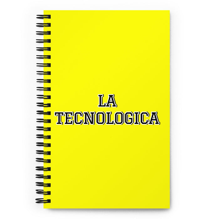 La Tecnologica The Techie | Cuaderno espiral amarillo, 140 hojas punteadas | Idea divertida para regalar en casa, oficina y trabajo | Regalo de orgullo mexicano español