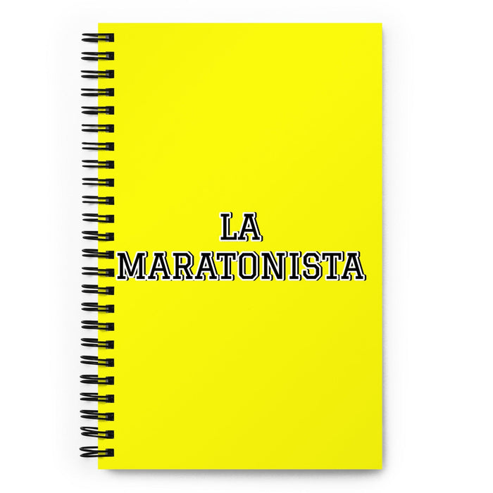 La Maratonista The Marathon Runner | Yellow Spiral Notebook, 140 Dotted Sheets | Funny Gift Idea Home Office Work | Mexican Spanish Pride Gift