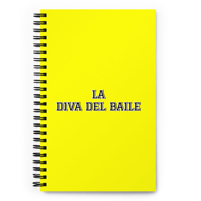 La Diva Del Baile The Dance Diva | Yellow Spiral Notebook, 140 Dotted Sheets | Funny Gift Idea Home Office Work | Mexican Spanish Pride Gift