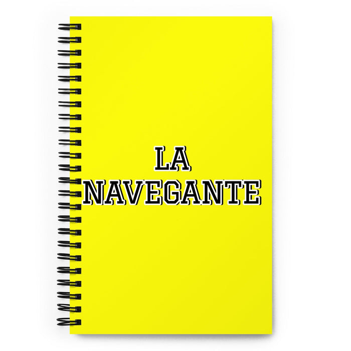 La Navegante The Sailor | Yellow Spiral Notebook, 140 Dotted Sheets | Funny Gift Idea Home Office Work | Mexican Spanish Pride Gift