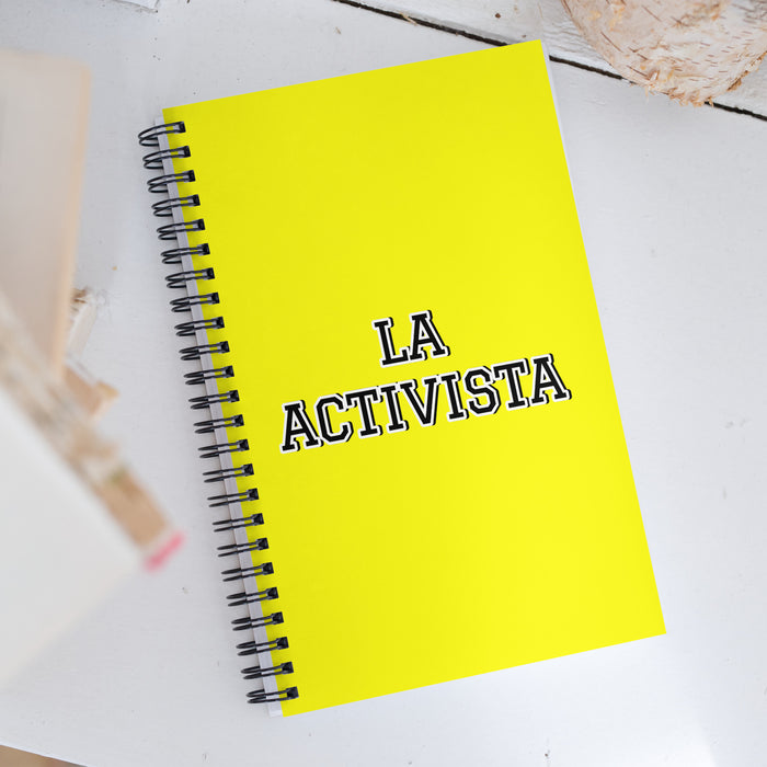 La Activista The Activist | Yellow Spiral Notebook, 140 Dotted Sheets | Funny Gift Idea Home Office Work | Mexican Spanish Pride Gift