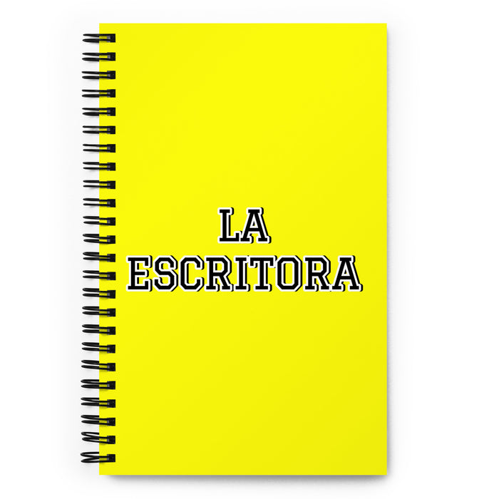 La Escritora The Writer | Yellow Spiral Notebook, 140 Dotted Sheets | Funny Gift Idea Home Office Work | Mexican Spanish Pride Gift