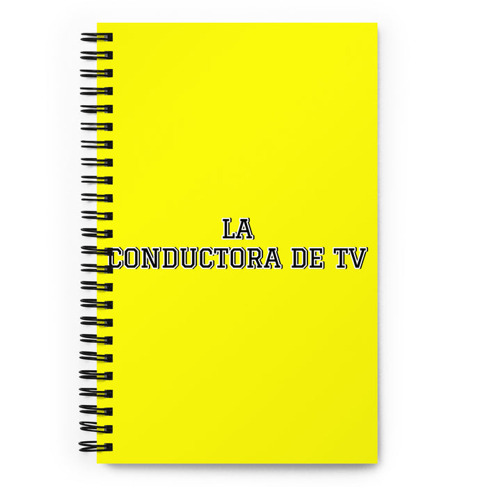 La Conductora De Tv The Tv Host | Yellow Spiral Notebook, 140 Dotted Sheets | Funny Gift Idea Home Office Work | Mexican Spanish Pride Gift